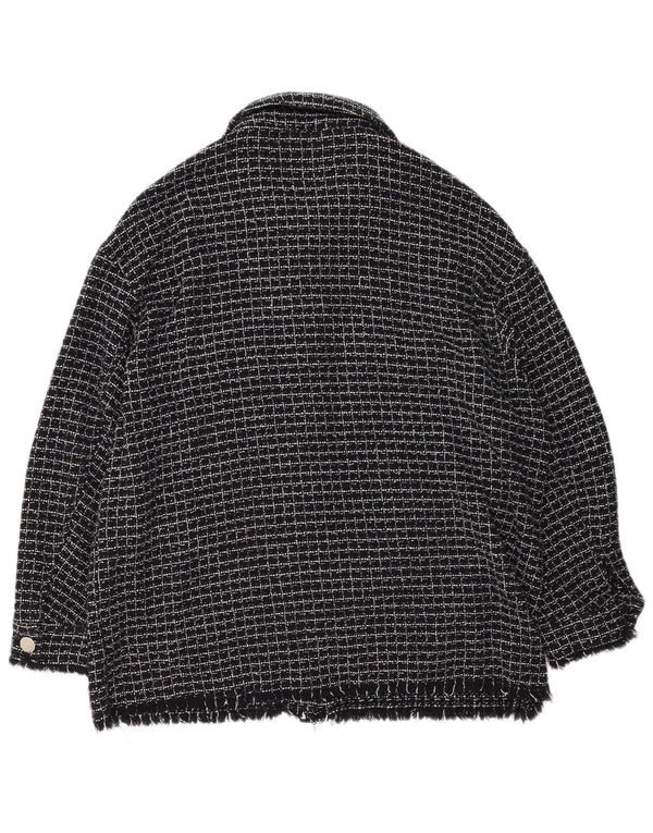 Zara Womens Bomber Jacket UK 16 Large Black Check Cotton