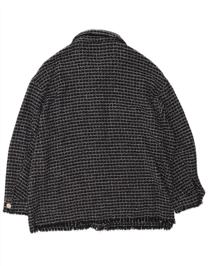 Zara Womens Bomber Jacket UK 16 Large Black Check Cotton