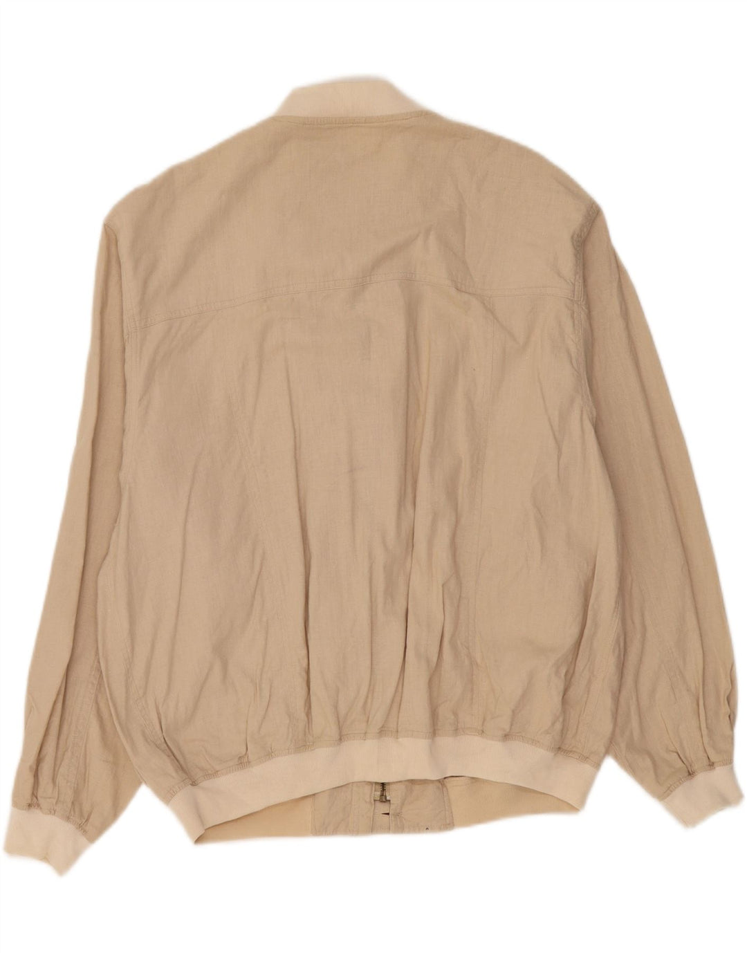 St John's Bay Mens Bomber Jacket UK 40 Large Beige Linen