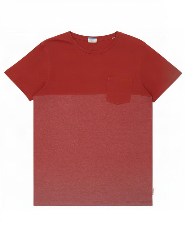 Jack & Jones Mens T-Shirt Top Large Red Colourblock Cotton