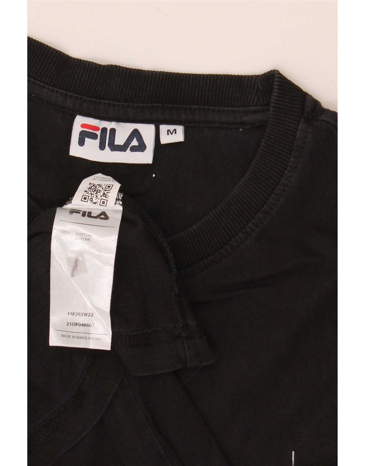 Fila Mens Graphic T-Shirt Top Medium Black Cotton