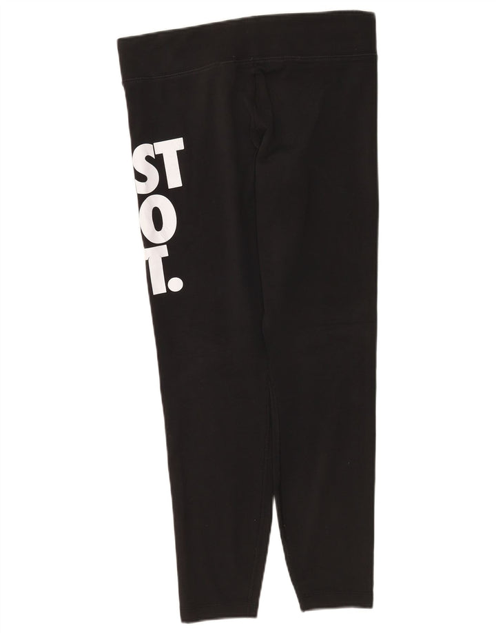 Nike Womens Graphic Leggings UK 16 Large Black Cotton