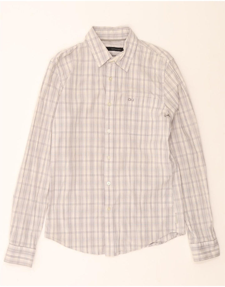 CALVIN KLEIN JEANS Mens Shirt Large Grey Check Cotton Vintage Calvin Klein Jeans and Second-Hand Calvin Klein Jeans from Messina Hembry 