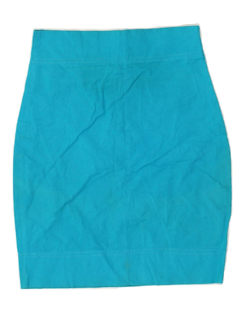 VINTAGE Womens High Waist Pencil Skirt IT 44 Medium W25 Blue Cotton | Vintage Vintage | Thrift | Second-Hand Vintage | Used Clothing | Messina Hembry 