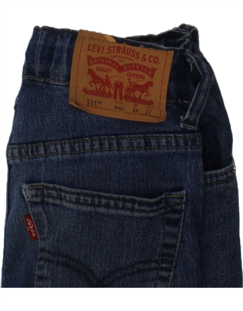 LEVI'S Girls 511 Slim Jeans 7-8 Years W24 L22 Navy Blue Cotton Vintage Levi's and Second-Hand Levi's from Messina Hembry 