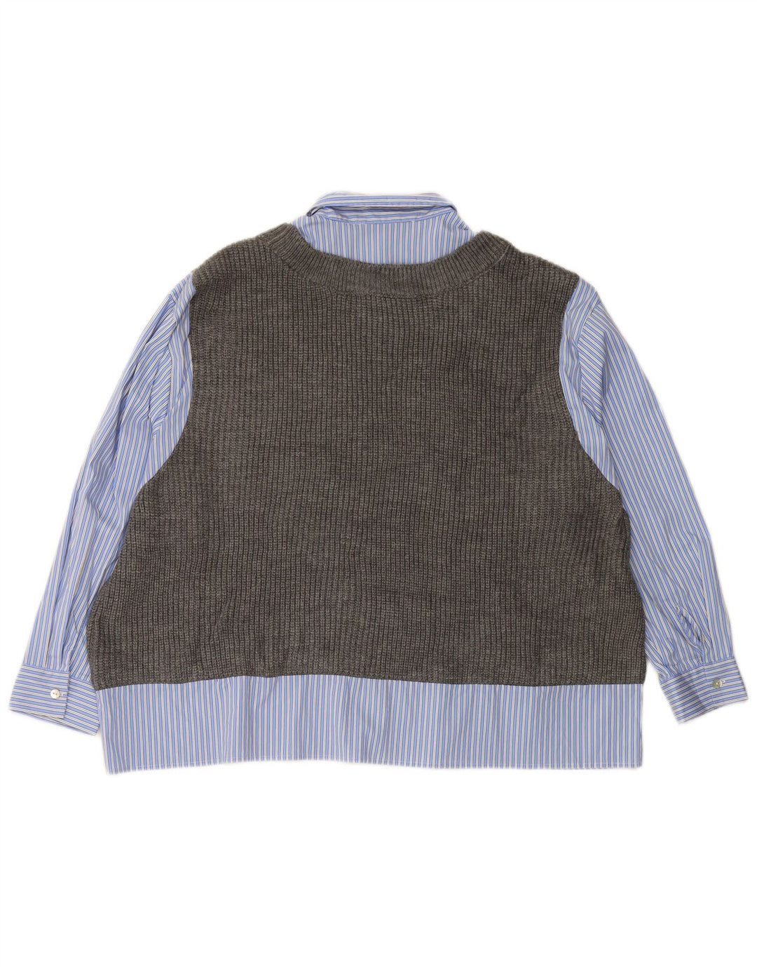 ZARA Womens Oversized Knit Vest Shirt UK 6 XS Blue Striped