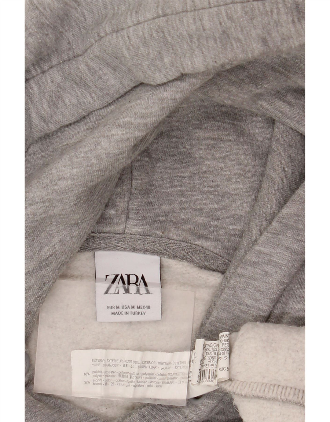 Zara Mens Hoodie Jumper Medium Grey Flecked Polyester