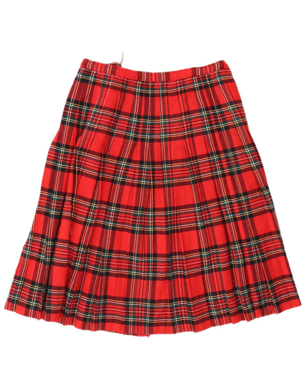 Vintage Womens Pleated Wrap Skirt W32 Large Red Check