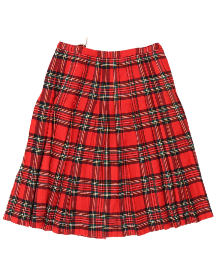 Vintage Womens Pleated Wrap Skirt W32 Large Red Check