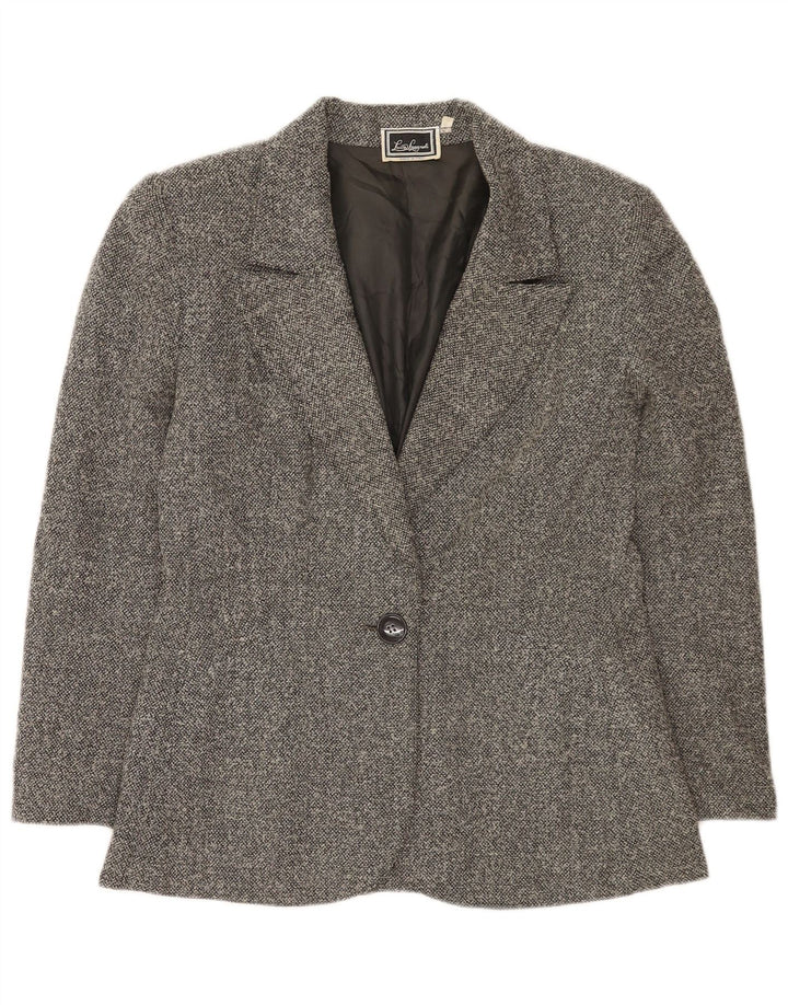 Luisa Spagnoli Womens 1 Button Blazer Jacket IT 44 Medium Grey Virgin Wool