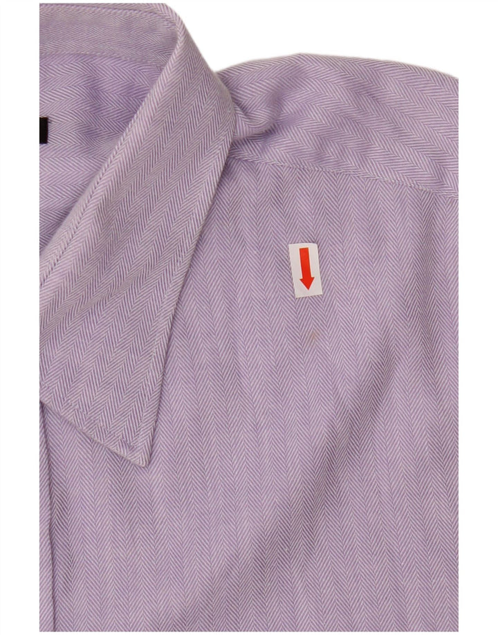 Pierre Cardin Mens Shirt Size 17 1/2 43 XL Purple Herringbone Cotton