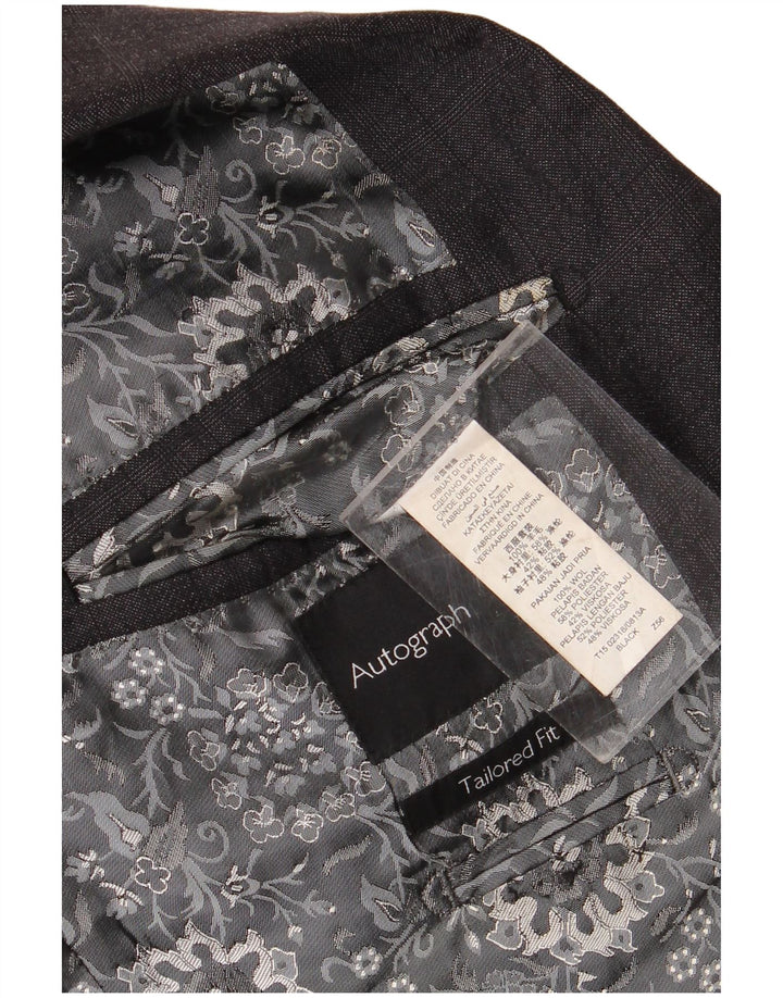 Marks & Spencer Mens Autograph 2 Button Blazer Jacket IT 56 3XL Black Check