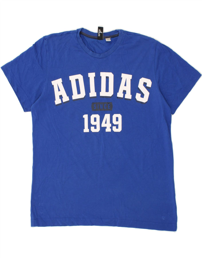 ADIDAS Mens Graphic T-Shirt Top Medium Blue Vintage Adidas and Second-Hand Adidas from Messina Hembry 