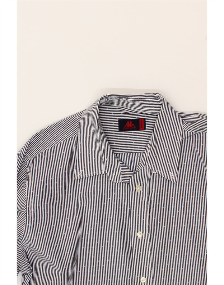 KAPPA Mens Shirt Medium Navy Blue Striped Cotton Vintage Kappa and Second-Hand Kappa from Messina Hembry 