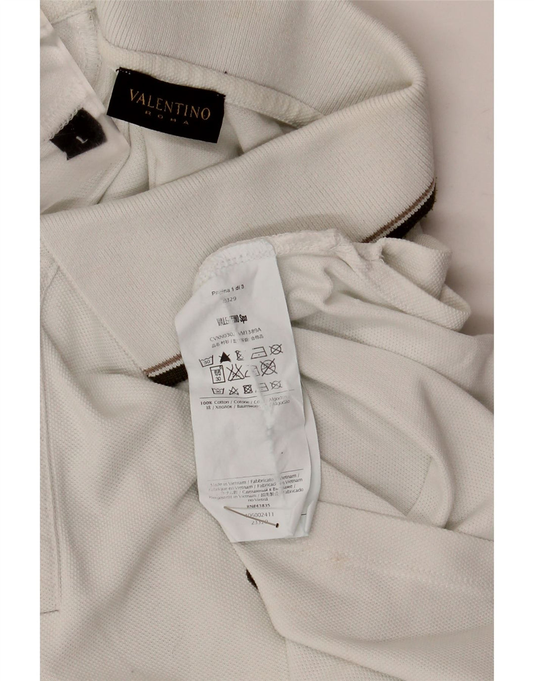 VALENTINO Mens Polo Shirt Large White Cotton