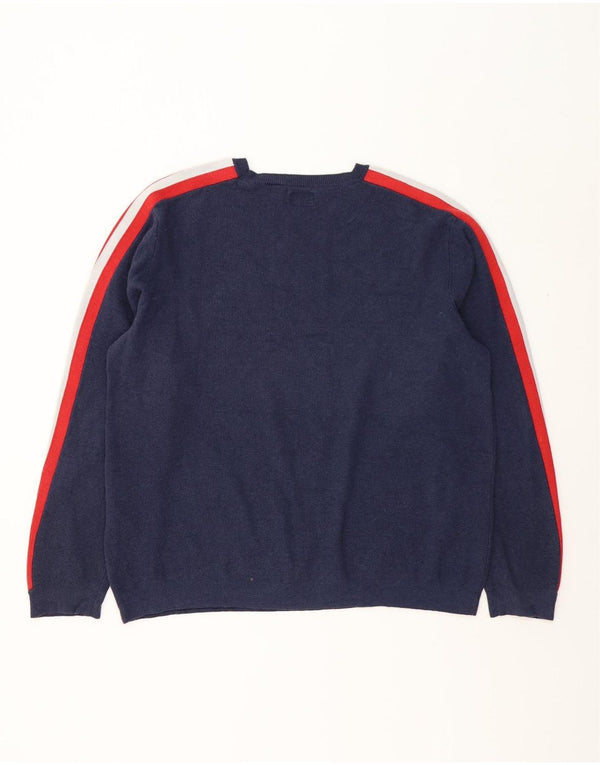Levi's Mens Crew Neck Jumper Sweater XL Navy Blue Colourblock Cotton