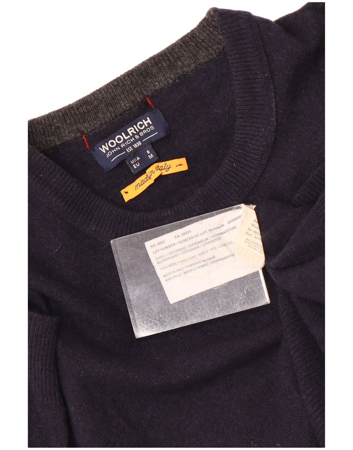 Woolrich Mens Crew Neck Jumper Sweater Small Navy Blue Wool