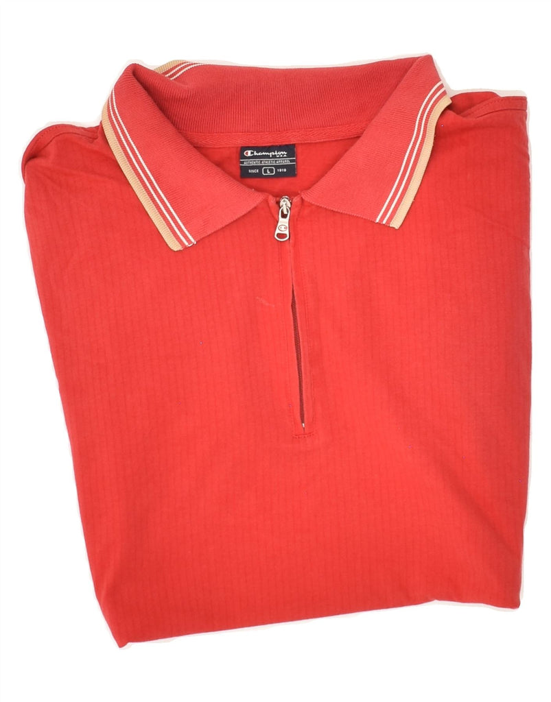 CHAMPION Mens Polo Shirt Large Red Cotton | Vintage Champion | Thrift | Second-Hand Champion | Used Clothing | Messina Hembry 