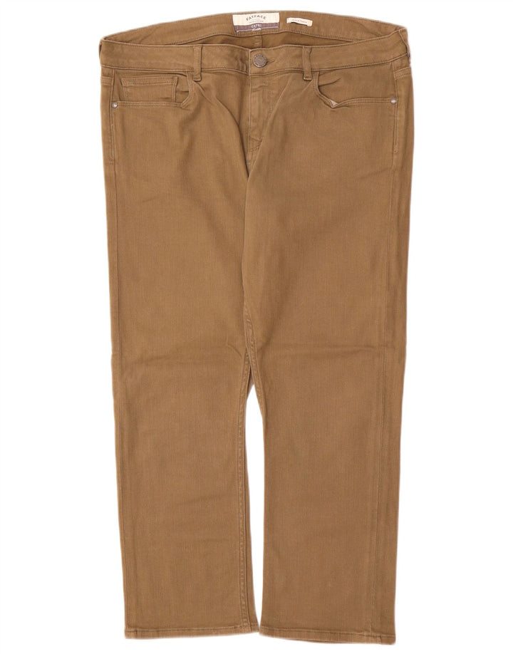 FAT FACE Womens Straight Capri Trousers W34 L23 Brown Cotton