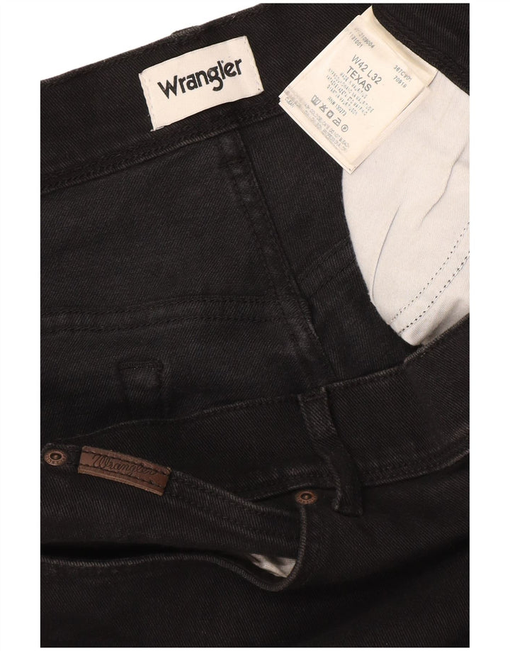 Wrangler Mens Texas Straight Jeans W42 L32 Black Cotton