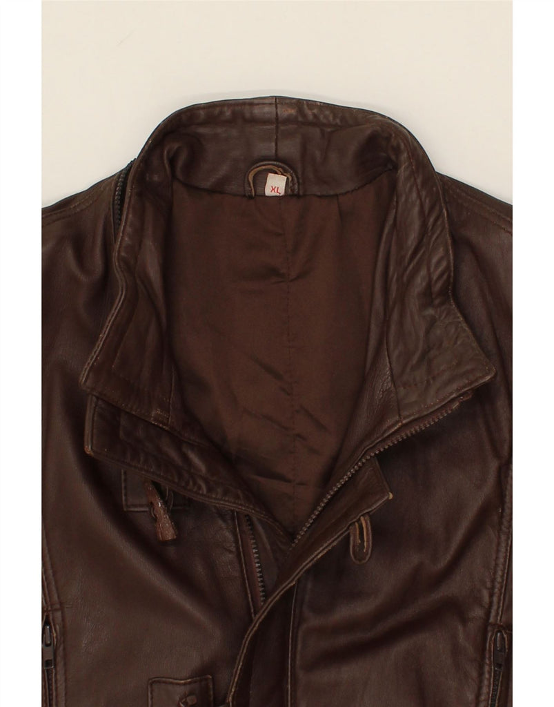 VINTAGE Mens Leather Coat UK 42 XL Brown Vintage Vintage and Second-Hand Vintage from Messina Hembry 