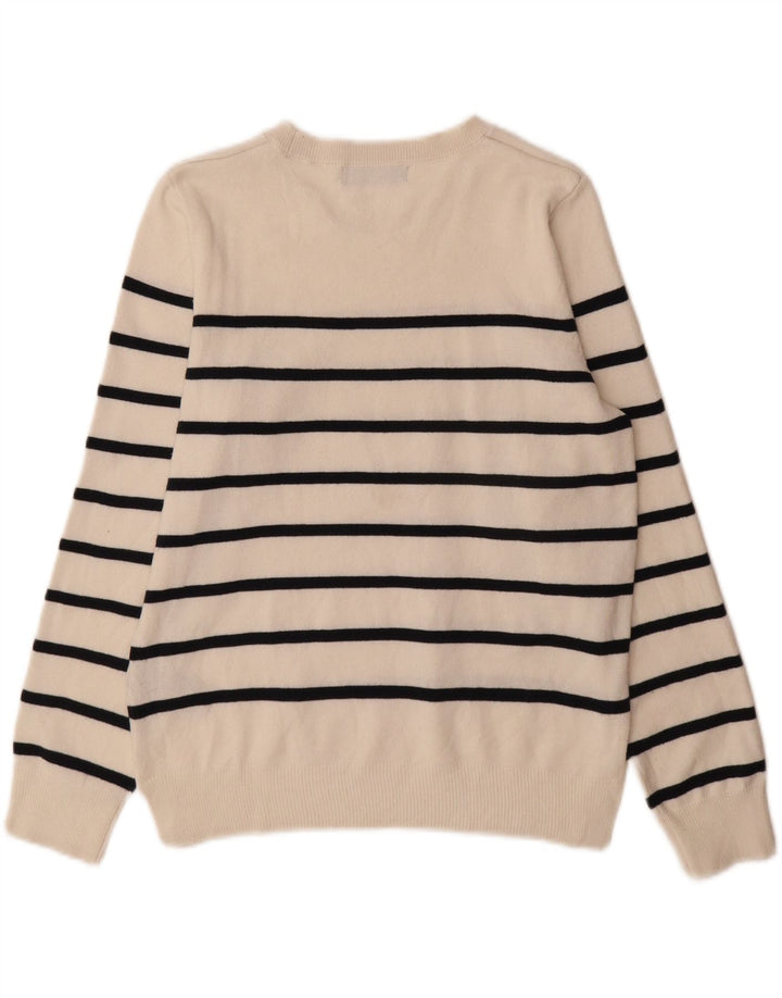 Marks & Spencer Womens Boat Neck Jumper Sweater UK 12 Medium White Striped