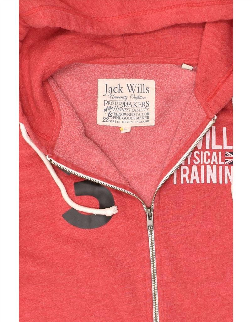 JACK WILLS Mens Graphic Zip Hoodie Sweater Large Red Cotton | Vintage Jack Wills | Thrift | Second-Hand Jack Wills | Used Clothing | Messina Hembry 