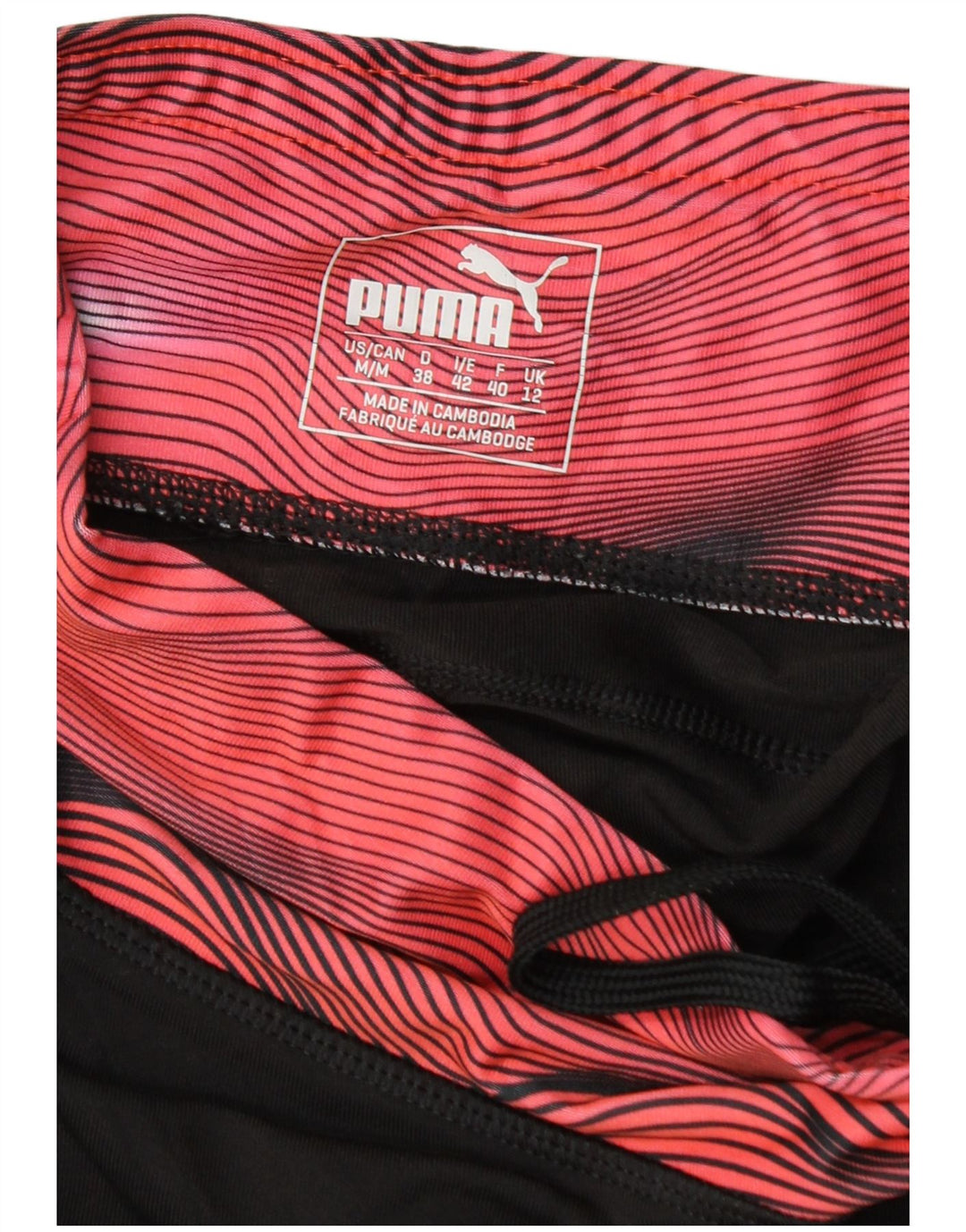 Puma Womens Leggings UK 12 Medium Black Geometric