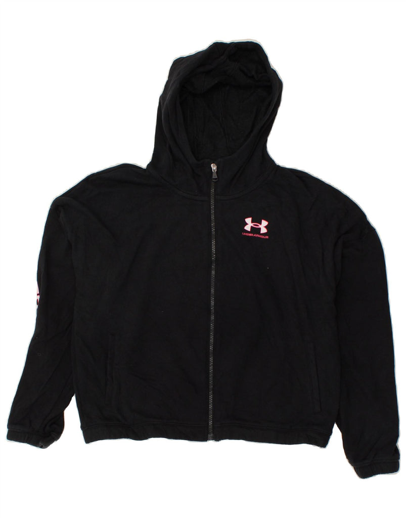 UNDER ARMOUR Girls Graphic Zip Hoodie Sweater 15-16 Years XL  Black Cotton | Vintage Under Armour | Thrift | Second-Hand Under Armour | Used Clothing | Messina Hembry 