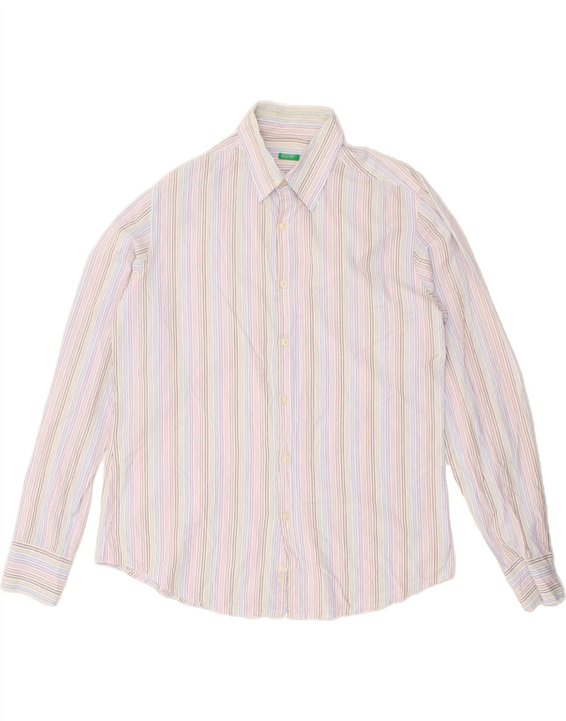 BENETTON Mens Shirt Large Multicoloured Striped Cotton | Vintage Benetton | Thrift | Second-Hand Benetton | Used Clothing | Messina Hembry 