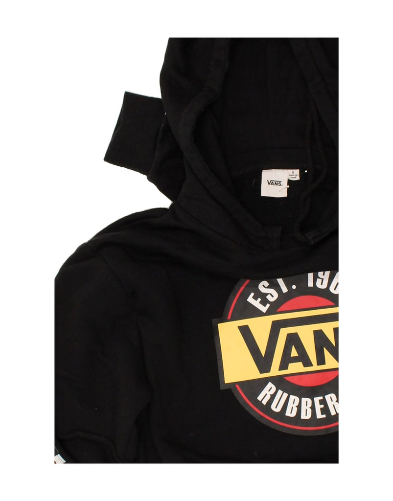 VANS Mens Crop Graphic Hoodie Jumper Small Black Cotton | Vintage Vans | Thrift | Second-Hand Vans | Used Clothing | Messina Hembry 