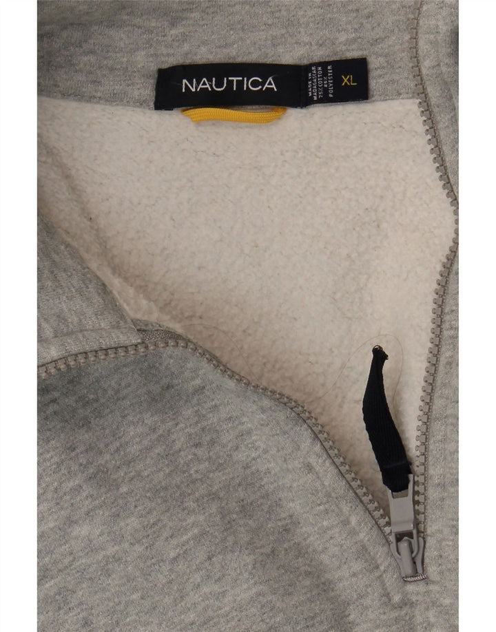 NAUTICA Mens Zip Neck Sweatshirt Jumper XL Grey Cotton Vintage Nautica and Second-Hand Nautica from Messina Hembry 