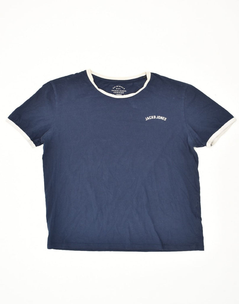 JACK & JONES Mens T-Shirt Top Large Navy Blue Cotton | Vintage Jack & Jones | Thrift | Second-Hand Jack & Jones | Used Clothing | Messina Hembry 