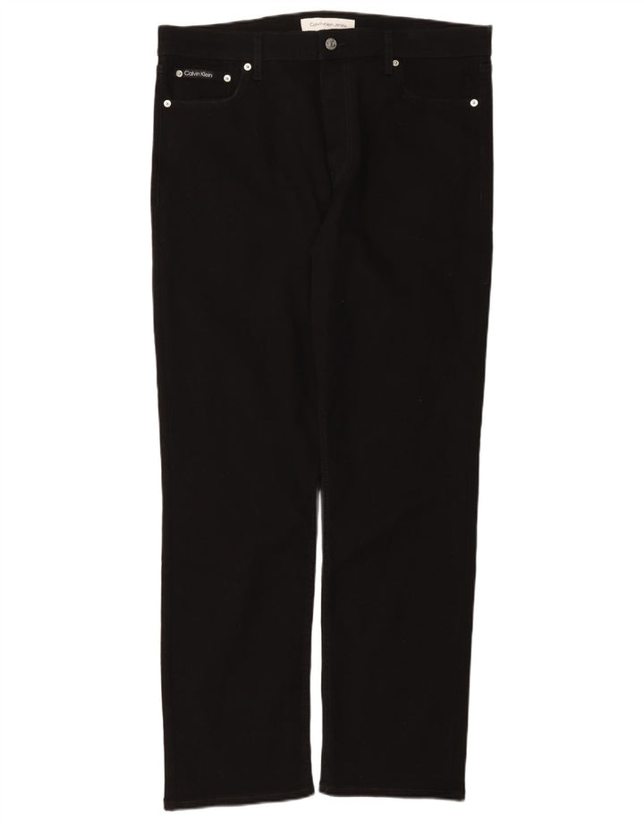 Calvin Klein Mens Straight Jeans W36 L32 Black Cotton