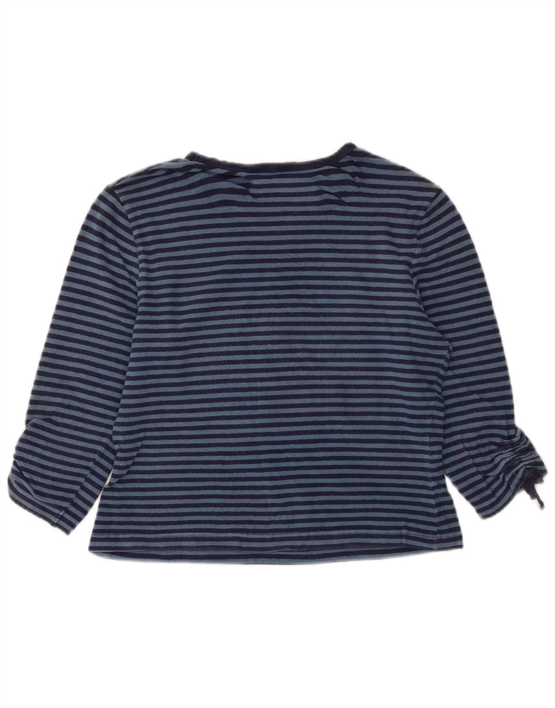 MOSSIMO Womens Crop Top 3/4 Sleeve UK 14 Large Blue Striped Cotton