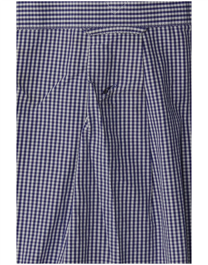 Tommy Hilfiger Mens Tall Shirt Size 17 XL Blue Gingham Cotton