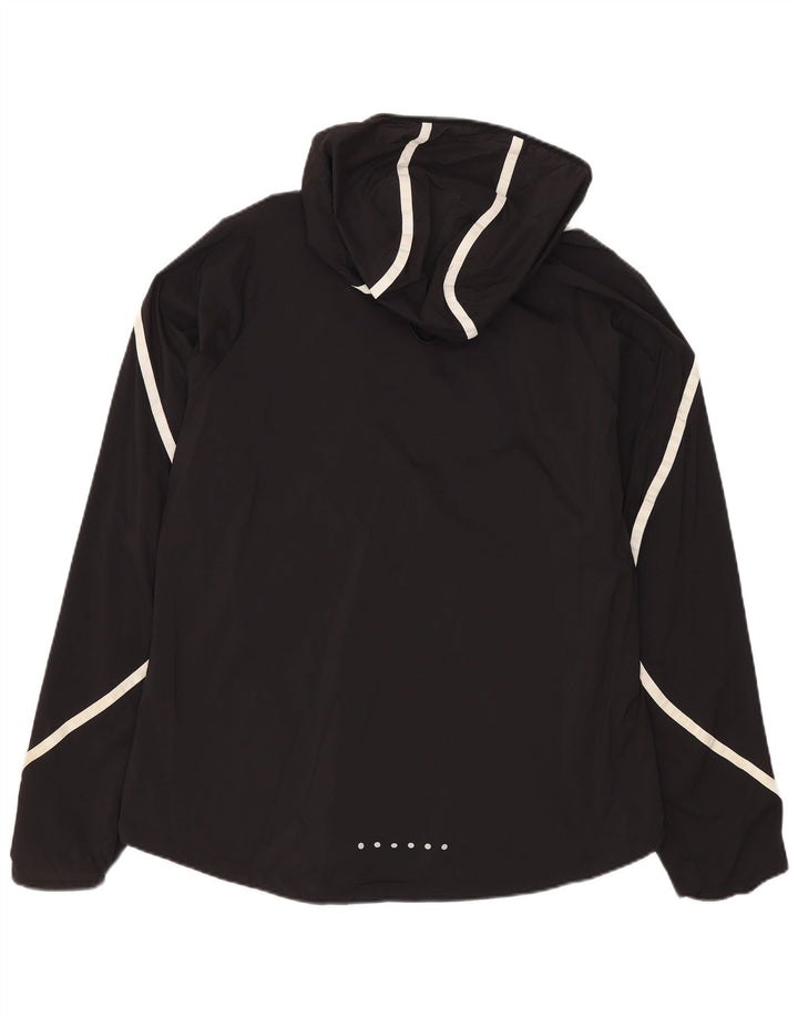 Nike Womens Hooded Tracksuit Top Jacket UK 14 Medium Black Nylon