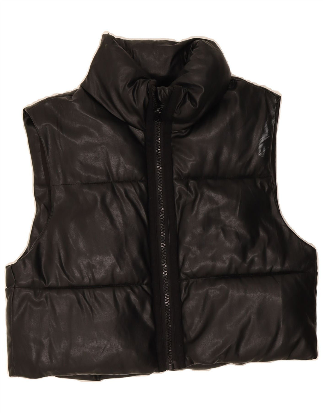 ZARA Womens Crop Padded Gilet UK 14 Medium Black Polyester Vintage Zara and Second-Hand Zara from Messina Hembry 