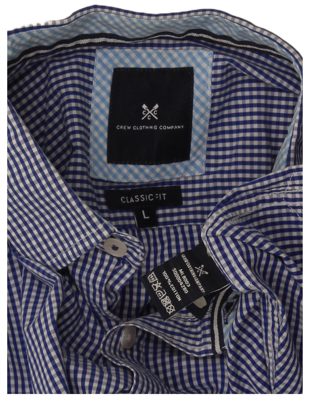 Crew Clothing Mens Classic Fit Shirt Large Blue Gingham Cotton