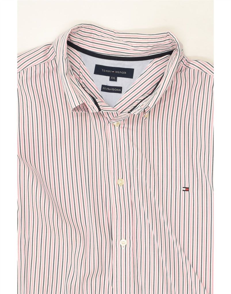 TOMMY HILFIGER Mens Shirt 2XL Pink Pinstripe Cotton | Vintage Tommy Hilfiger | Thrift | Second-Hand Tommy Hilfiger | Used Clothing | Messina Hembry 