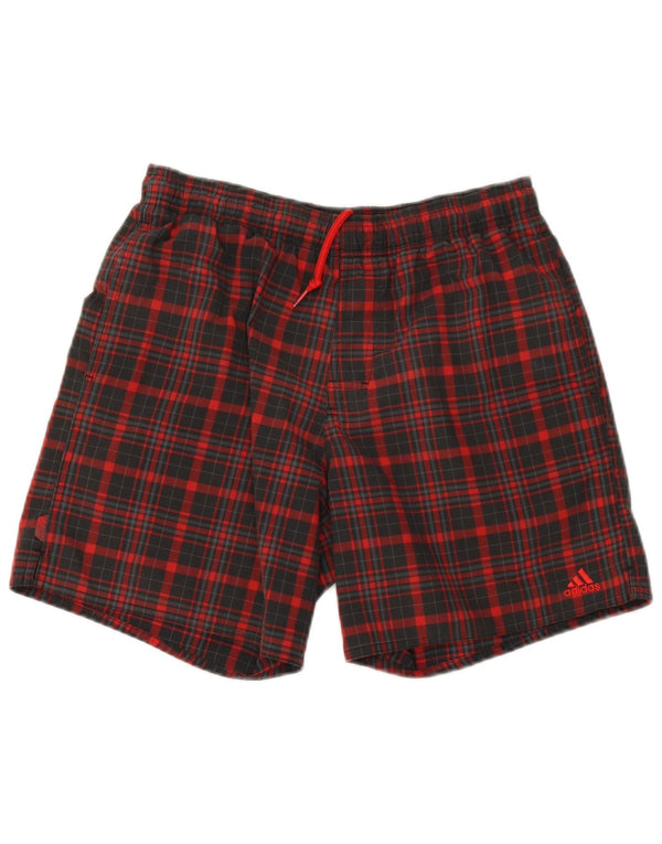 Adidas Mens Sport Shorts Small  Red Check Polyester