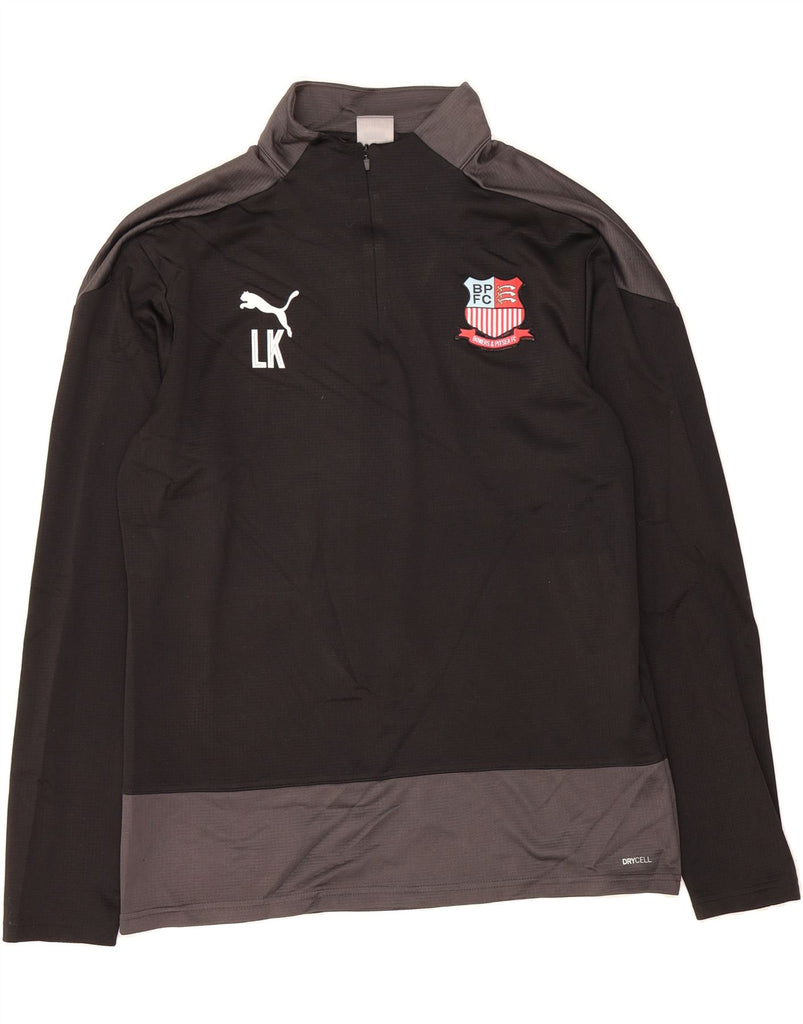PUMA Mens Zip Neck Pullover Tracksuit Top Large Black Colourblock Vintage Puma and Second-Hand Puma from Messina Hembry 