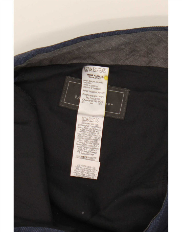 Marks & Spencer Mens Regular Fit Suit Trousers W34 L33 Navy Blue Polyester