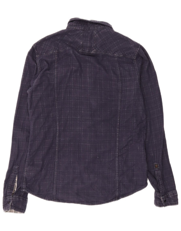 Guess Mens Shirt Size 36 Small Navy Blue Check Cotton