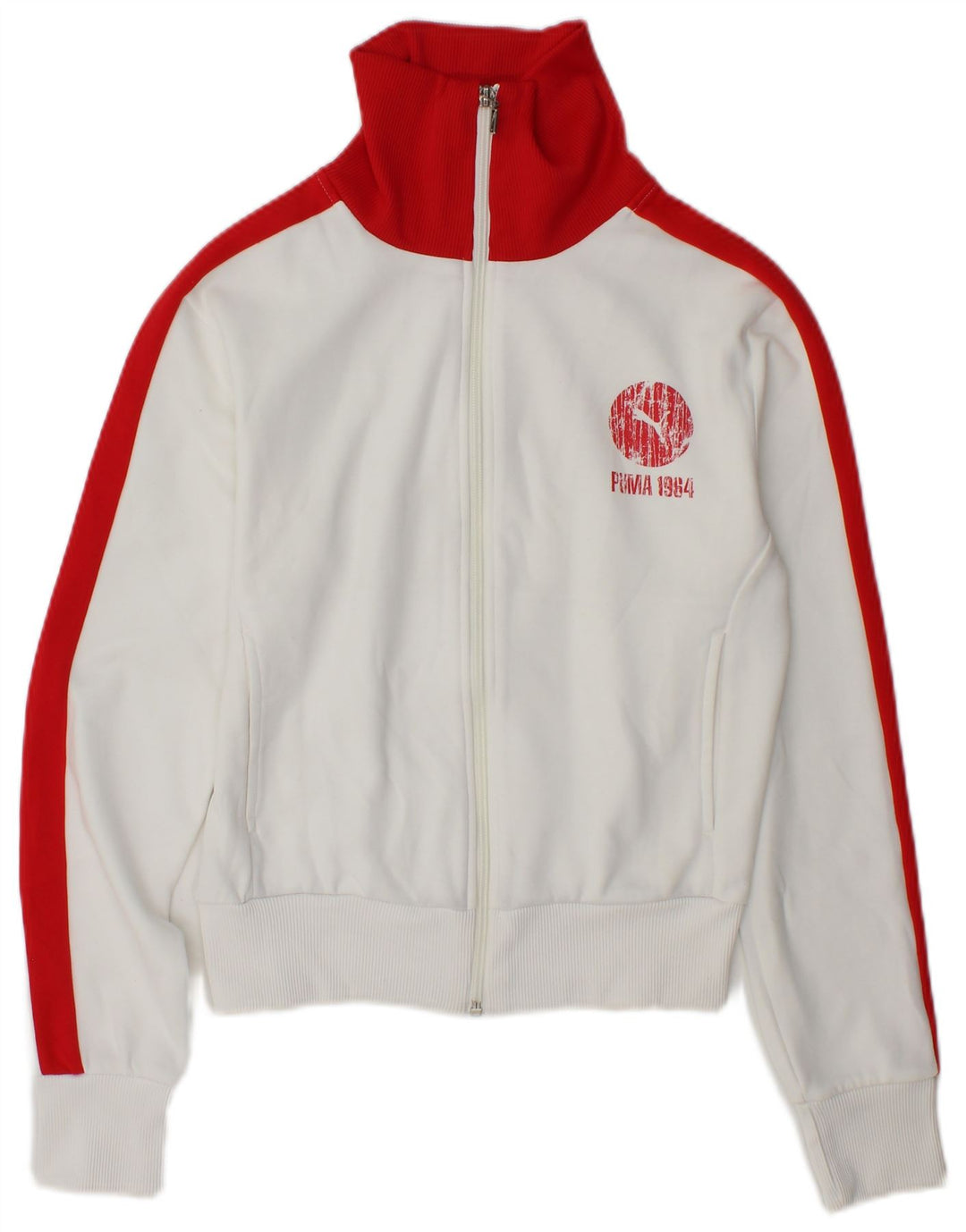 Puma Womens Tracksuit Top Jacket UK 10 Small White Colourblock