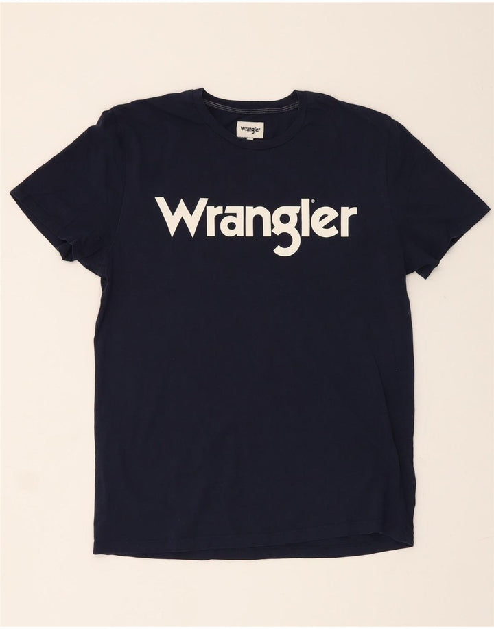 WRANGLER Mens Graphic T-Shirt Top Medium Navy Blue Cotton Vintage Wrangler and Second-Hand Wrangler from Messina Hembry 