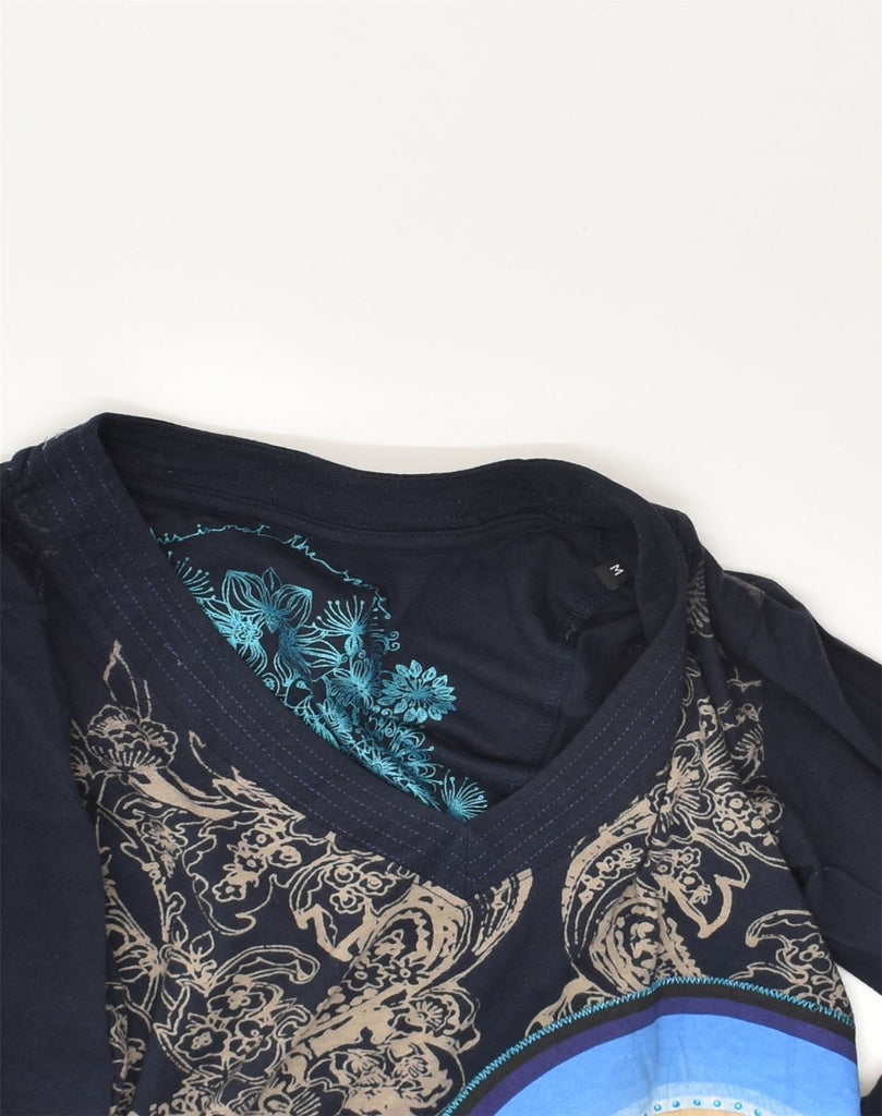 DESIGUAL Womens Blouse Top UK 12 Medium Navy Blue Paisley Cotton | Vintage Desigual | Thrift | Second-Hand Desigual | Used Clothing | Messina Hembry 