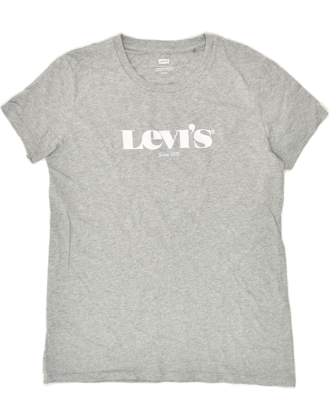 LEVI'S Womens Graphic T-Shirt Top UK 10 Small Grey Cotton | Vintage Levi's | Thrift | Second-Hand Levi's | Used Clothing | Messina Hembry 
