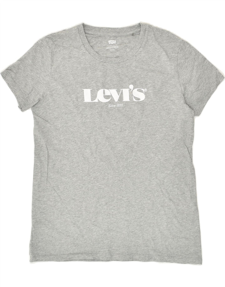 LEVI'S Womens Graphic T-Shirt Top UK 10 Small Grey Cotton | Vintage Levi's | Thrift | Second-Hand Levi's | Used Clothing | Messina Hembry 