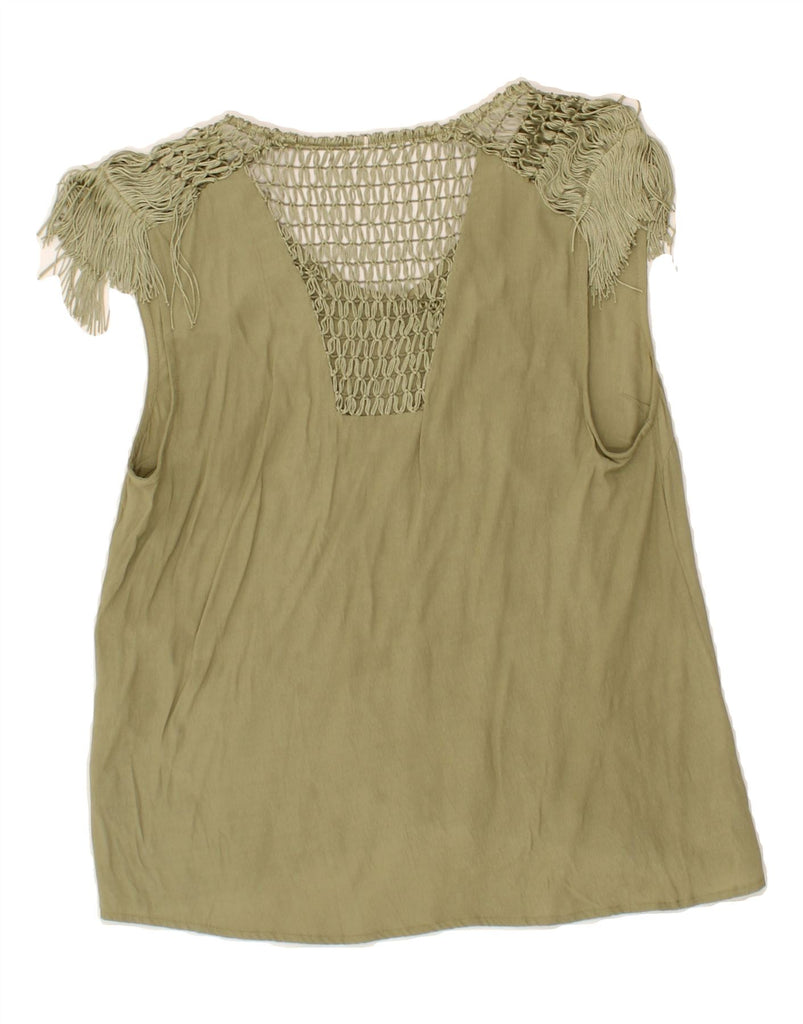 PEPE JEANS Womens Vest Top UK 14 Medium Khaki Viscose Vintage PEPE Jeans and Second-Hand PEPE Jeans from Messina Hembry 